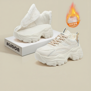 Agsdon | Womens Versatile Comfortable Platform Height Increasing Dad Shoes White