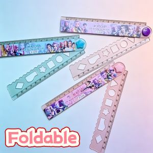 Bandai | 2026Cartoon 30cm folding ruler kids 15cm straight scale wave drawing ruler for primary school students can draw polygon patterns