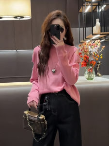 Design Sensible Fashionable Shoulder Bared Hollow Long Sleeve Knitted Top Early Autumn New Style Womens Versatile Slimming White Enhancing Top