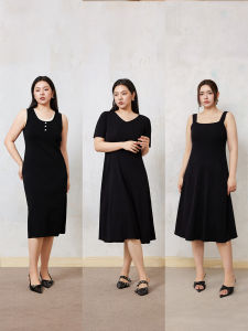 Plusmall All Black French Miss High Twist Ice Silk Draping Knitted Dress Series Womens Fashion Spring Collection 2025