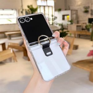 Transparent ShockProof Phone Case with Ring & Hinge Guard For Samsung Galaxy Z Flip 8 7 FE 6 5 4 3 Flip8 Flip7 Flip6 Flip5 Flip4