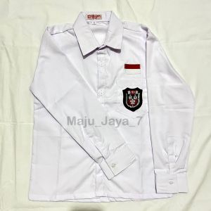 Seragam sekolah kemeja putih lengan panjang SD logo bordir