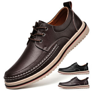 ORNGMALL High Quality Men Genuine Leather Oxford Shoes Handmade Lace-Up Italian Casual Luxury Leather Shoes Comfortable Business Dress Shoes 38-44