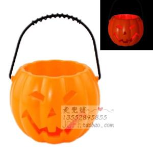Halloween Pumpkin Bucket Pumpkin Jar Led Luminous Flash Ghost Called Hand Pumpkin Lamp 7-Color Pumpkin Candy Bucket Decoration