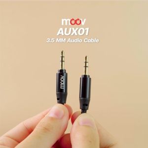 [ส่งฟรี ไม่มีขั้นต่ำ]  Moov AUX01 สาย AUX 3.5mm สายลำโพง 1.2 เมตร สายแจ็คลำโพง เครื่องเสียง ในรถยนต์ สายแจ๊คต่อสัญญาณ สายสัญญาณเสียง ของแท้