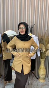 Blazer Wanita Baju Kerja Kantor Seragam PDH PNS Pemda Dinas Guru ASN Wanita Setelan Rok Span Kode 7012 Warna Cokelat Pramuka