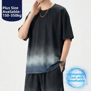 BINHANG | Large Size Summer Gradient Print Breathable Short Sleeve T-Shirt