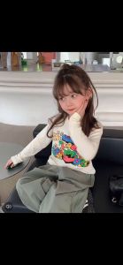 Fashion Cargo Anak Perempuan Korean Style Setelan Cargo Anak Perempuan Set Anak Perempuan Atasan Motif Cartoon Bahan Katun Lengan Panjang+Celana Panjang Bahan Cepat Kering