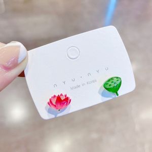 Summer Original Cute Lotus Earrings New Trend Fresh Simple Cold Style No Piercing Clip-On Fashion Jewelry for Women