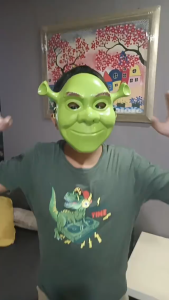 (Ready Stock) Green Shrek Cosplay Mask Party Overhead Cover Halloween Costume Props Event Performance