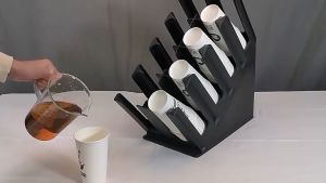 กล่องใส่แก้วกาแฟ 4 ช่อง วัสดุ ABS แข็งแรงทนทาน รองรับแก้ว 110 มม. ดีไซน์ทันสมัย เหมาะสำหรับร้านกาแฟและบ้าน