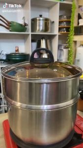 Panci Stainles Panci Kukus Bisa Induksi Kualitas Tebal Tutup Kaca Tebal 26 dan 24 cm Sus 201