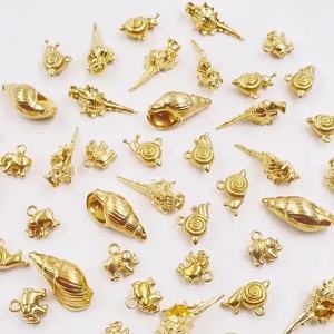 5pcs Stainless Steel Starfish Charms Shell Fish Tail Hippocampus Gold Charms Pendants Jewelry Making Ocean Dangle Accessories