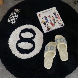VIKAMA Cartoon Creative Black 8-Carpet Bedroom Anti-Slip And Anti-Dirt Round Foot Mat Living Room Floor Mat Home Decoration