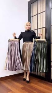 Rok Plisket Bludru Velvet Pendek 7/8 Premium / Higt Quality
