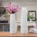60cm Flat Ceramic Vase White Floor Large Simple and Modern Furnishings Decorative Nordic Geometric Water-Filled. 