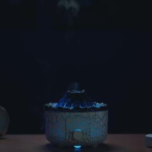 Volcano Aromatherapy Diffuser Smoke Ring Ultrasonic Air Humidifier with Flame Lamp Remote Control Essential Oil Aroma Diffuser