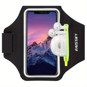 HAISSKY Running Sport Armbands For iPhone 17 16 15 14 13 Pro Max 15 Plus 16e 17 Air Samsung S25Ultra Zipper Pocket Arm Bag Pouch