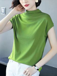 เสื้อยืดคอตตอนสีพื้นสำหรับผู้หญิง ทรงเข้ารูป แขนสั้น ทรงเข้ารูป ทรงเข้ารูป แขนสั้น คอตตอนแท้ บาง ไซส์ใหญ่ ฤดูใบไม้ผลิและฤดูร้อน