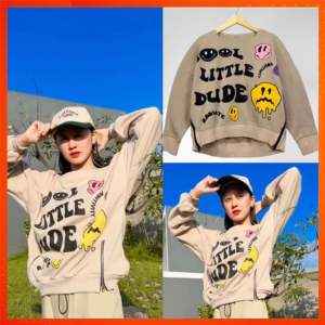 PARIROO SWEATER COOL SMILE LITTLE DUDE BAHAN PREMIUM FLEECE / SWEATER REMAJA KEKINIAN ALA KOREAN STYLE TERBARU