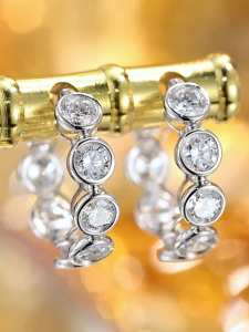 Queensun 18k White/Yellow/Rose Gold Lab Diamond Hoop Earrings | 培育钻石耳圈 轻奢百搭
