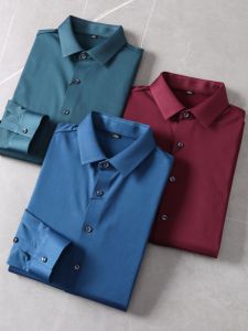 Áo Sơ Mi Nam Dài Tay Dày Mùa Đông Chống Nhăn Ép Keo Lót Lông Cừu Mỏng Áo Sơ Mi Màu Trơn Áo Sơ Mi Công Sở Thường Ngày