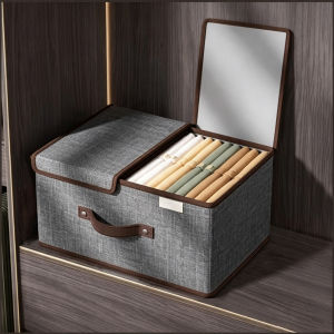 Double‑Lid Divided Storage Box Foldable Closet Organizer Bin Dust‑proof Container for Underwear Pants Garment Wardrobe Storage