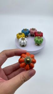 Multiple Colors Vintage Pumpkin Cabinet Handle Ceramic Material Cabinet Handle Furniture Handle