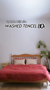 Bộ chăn ga gối 4 món Washed Tencel 80s  RUNA CORNER mềm mịn mát - Set 2 vỏ gối 1 ga giường bo chun và 1 vỏ chăn