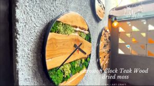 Hiasan Dinding Jam Dinding Bahan Kayu Jati ukuran 30 cm