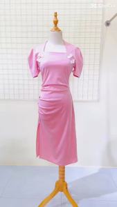 Đầm Đi Tiệc Váy Đi Tiệc Cổ Tàu Hồng Phấn Umi Đầm Dự Tiệc Váy Dự Tiệc