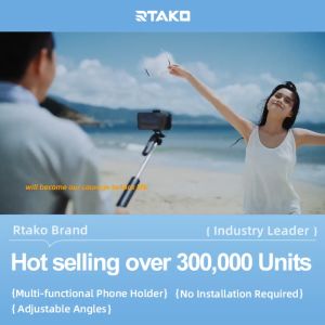 RTAKO Selfie Stick Extendable Auto Face Tracking Light Tripod 360 Rotation Selfie Stick with Wireless Holder Remote Aluminum Alloy Quadripod Monopod Stand Screw Thread Adapter for Phone Camera GoPro Beauty Effect