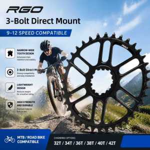 RGO Direct Mount Narrow Wide Chainring 3mm Offset MTB Gravel Bike Single Chain Ring 32T 34T 36T 38T 40T 42T
