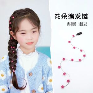 JoJo Childrens Hair Braiding Tool Girls Flower Chain Beaded Tassel Hair Accessories Korean Style Toddler Hair Bands