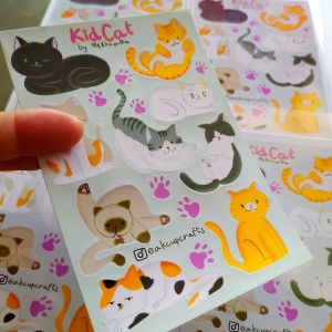 สติ๊กเกอร์น่ารักได้คัท handmade ลายน้องแมวเหมียว สติ๊กเกอร์มันเงา กันน้ำ