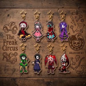 Bandai | The Freak Circus 6cm Acrylic Keychain Pierrot Harlequin Double Sided HD Chibi Maid Costume Star Clasp Otome Game Fan Gift