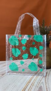 Tas Mika Transparan Motif Daun Monstera Siap Kirim