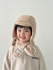 Mũ Lưỡi Trai Dày Lót Lông Cừu Trẻ Em Mùa Đông Cho Bé Trai Và Bé Gái Khăn Quàng Cổ Hai Mảnh Đồ Trang Phục Trẻ Em Phong Cách Hàn Quốc