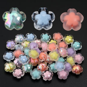 30-50pcs/lot Flower Acrylic Beads 17mm Transparent Sunflower Beads Loose Spacer Bead For DIY Jewelry Making Bracelets Necklace