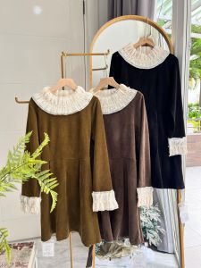 ●ECLAIRE● 043 Dress Mini Corduroy Koduroi Codoray Korea Lengan Panjang Longsleeves Vintage Classy Bohemia Mode Modis Trendy import xos