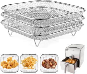 Air Fryer Rack Stackable Multi-Layer Stainless Steel Dehydrator Rack for Cosori Instant Vortex Ninja Foodi Grill
