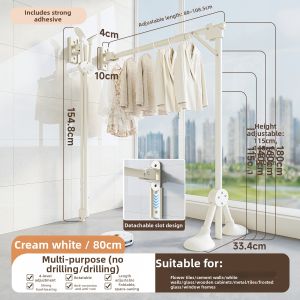 MINGZHI | Retractable Balcony Clothes Drying Rack Suction Cup Floor Stand