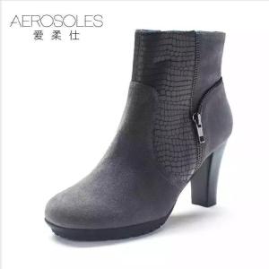 Aerosoles Womens Snake Print Patchwork Short Boots Chunky High Heel Side Zipper Leather Fashion Boots round Toe Spring Autumn