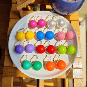 Candy Colored Large round Beads Earrings Sweet Cute Fashionable Hook Drop Earrings Jewelry Accessory Pair Fresh out Design