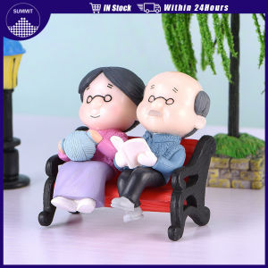 3Pcs/Set Miniature Cute DollHouse Decorations Boy Girl Old Couple Bench Garden Bonsai Cake Ornament