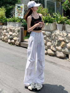 กางเกงขายาวทรงหลวมสำหรับผู้หญิง กางเกงขายาวทรงตรงสำหรับใส่ทำงาน ฤดูร้อน 2025 ทรงใหม่ กางเกงขายาวลำลอง แห้งเร็ว