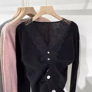 Trendy Unique Lace Knitted Slim Fit Cardigan