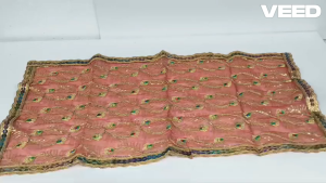 Traditional Red Pooja Large Netted Backdrop Aasan Mat | Decorative Cloth for Mandir Diwali & Festival Pooja Decor (Pack of 1 | Size - 36*18 Inches)