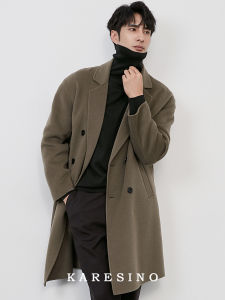 KARESINO High-Quality Pure Wool Mens Overcoat Double-Faced Woolen Coat Business Casual Style Standard Fit Winter Coat