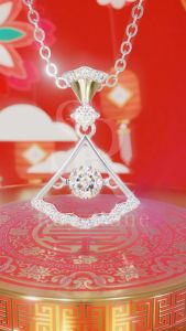 RoyStone - Kalung Wanita Moissanite Sertifikat GRA Original Lapis Emas - Fish Tail Necklace